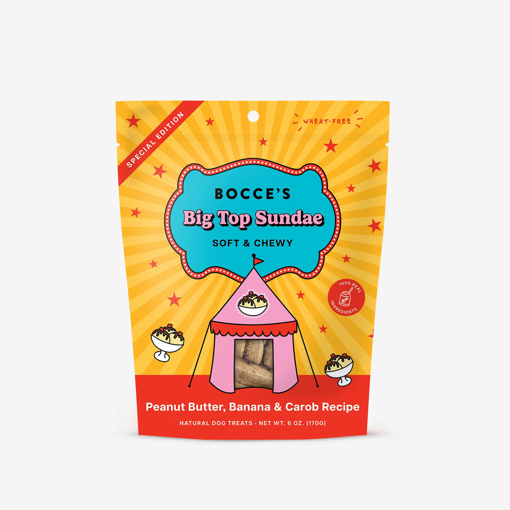 BOCCE'S Soft & Chewy Big Top Sundae Dog Treat 6oz