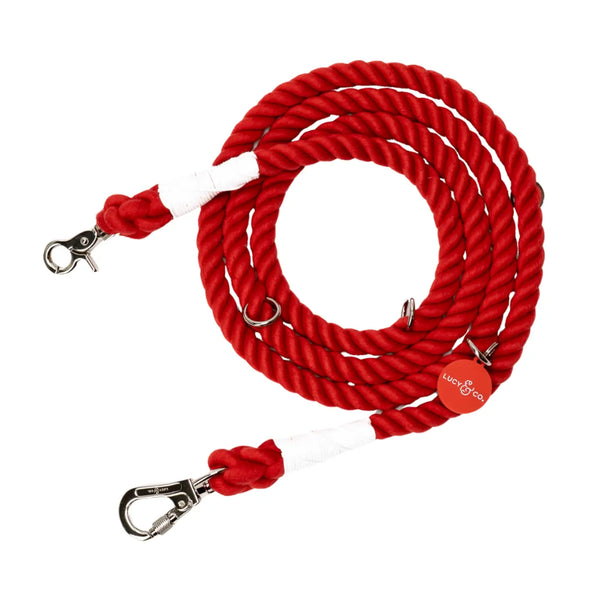 LUCY & CO Hands Free Rope Leash Cherry Red
