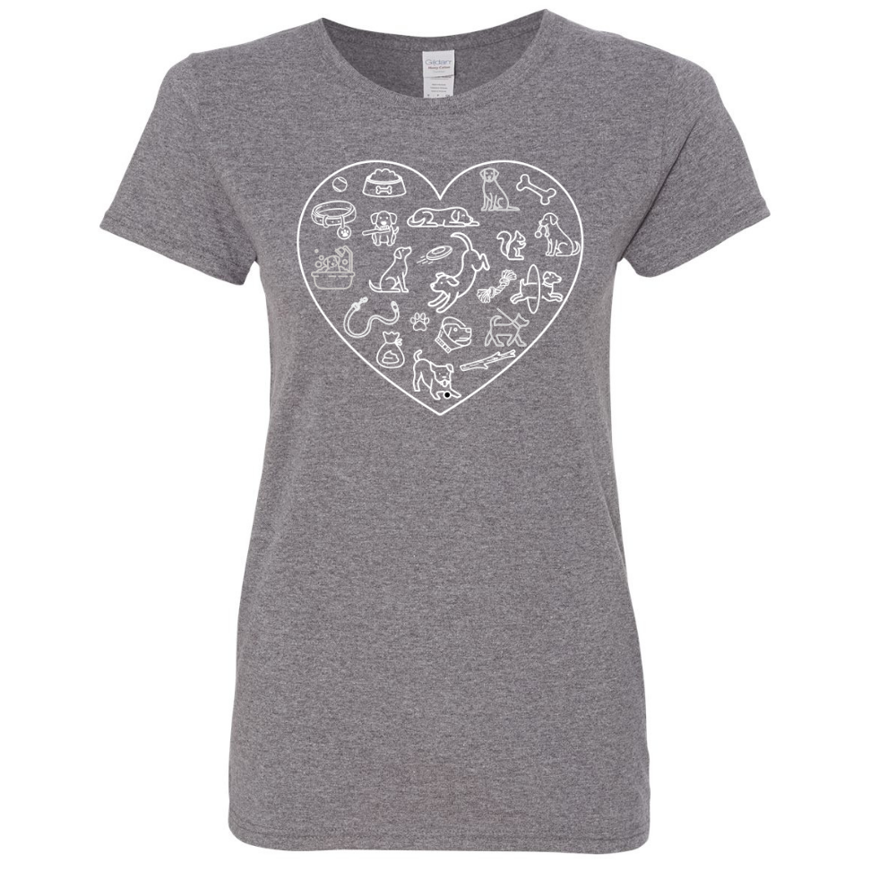 FISH & BONE Dog Icons Heart T-Shirt Graphite Heather