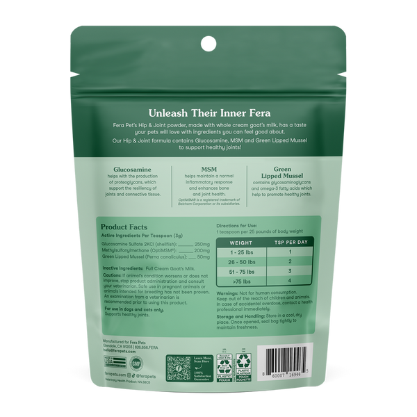 FERA PET ORGANICS Dog and Cat Hip and Joint Goat Milk Topper 6.34OZ