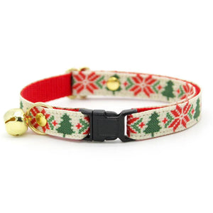 MADE BY CLEO Cat Collar 8-13" Fair Isle Christmas