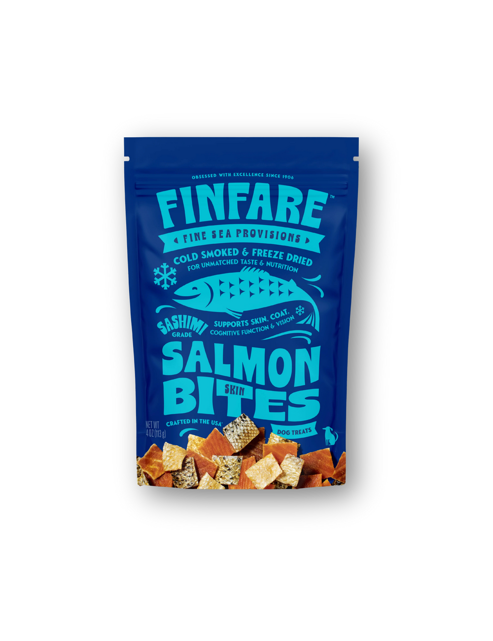 FINFARE Freeze-dried Salmon Skin Bites Dog Treat 4 OZ
