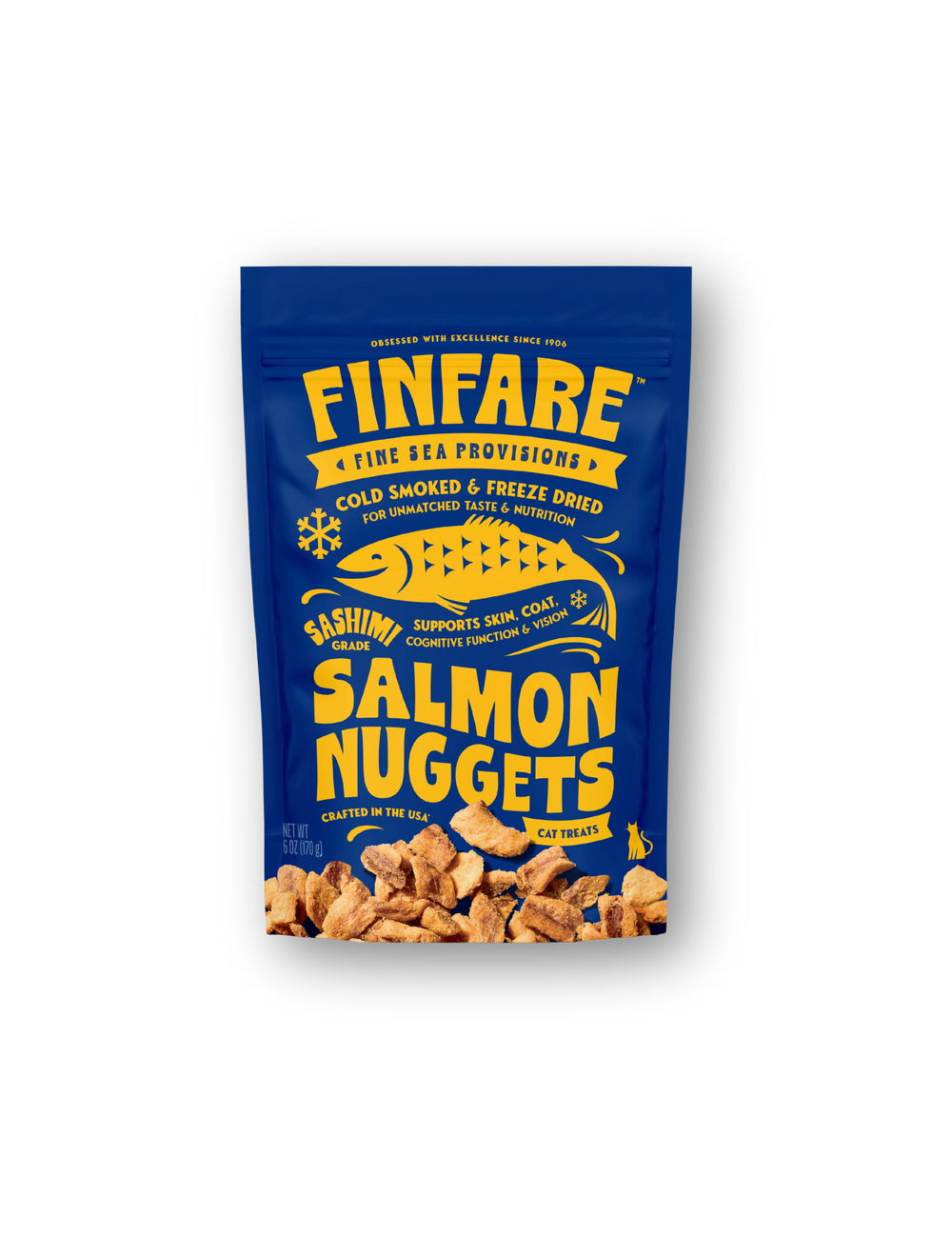 FINFARE Freeze-dried Salmon Skin Nuggets Cat Treat 6 OZ