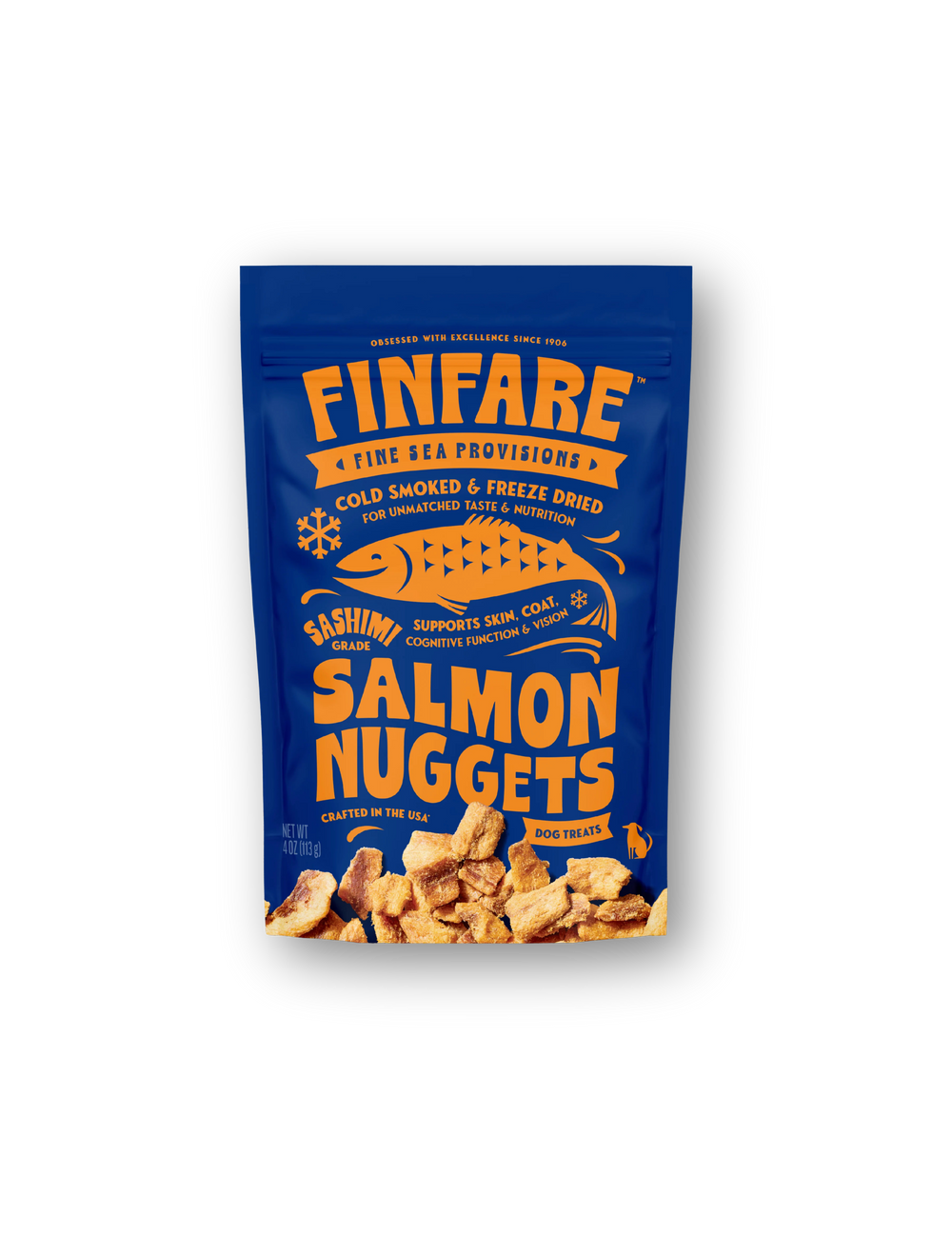 FINFARE Freeze-dried Salmon Skin Nuggets Dog Treat 4 OZ