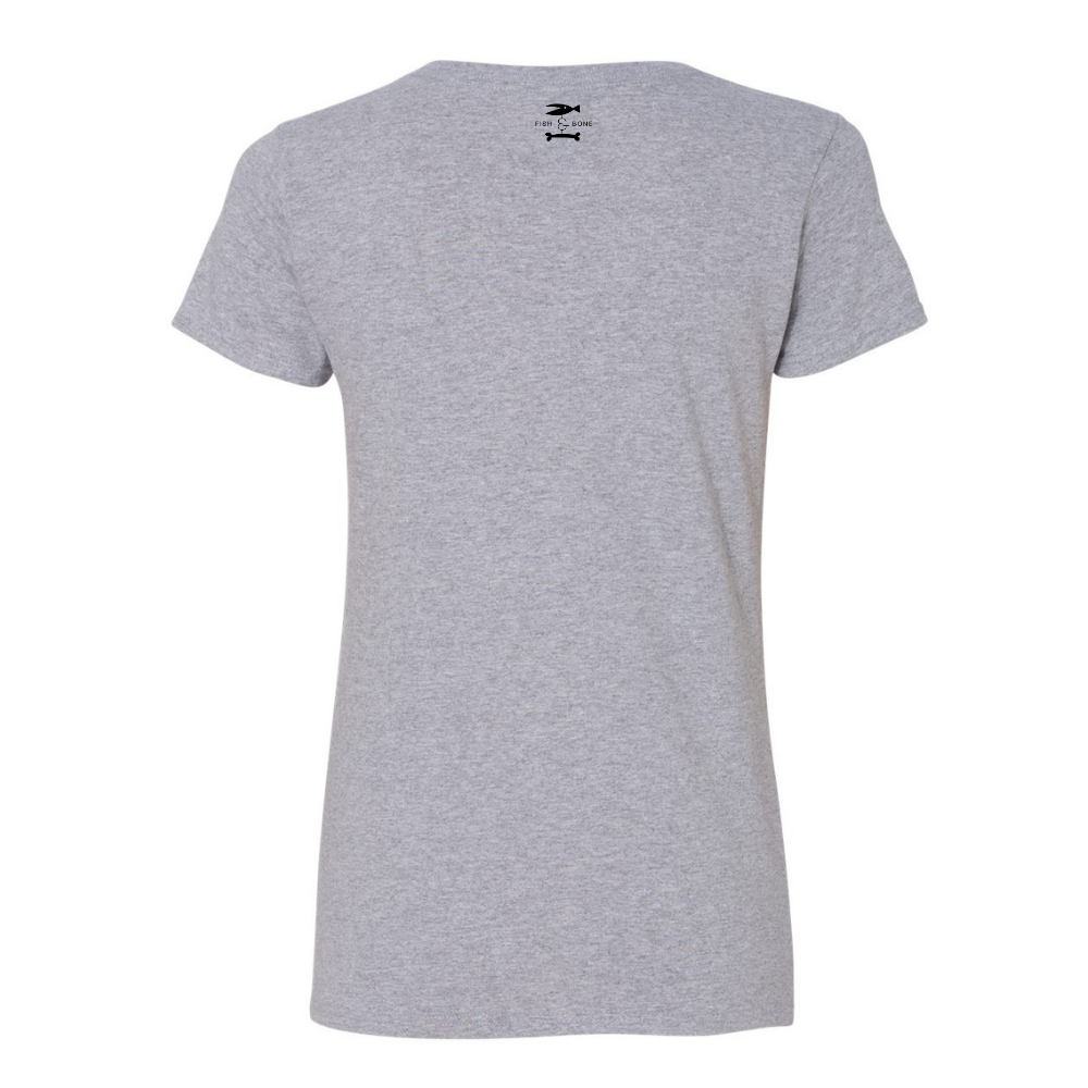 FISH & BONE Dog Icons Heart V-Neck T-Shirt Grey Heather