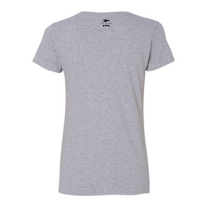 FISH & BONE Dog Icons Heart V-Neck T-Shirt Grey Heather