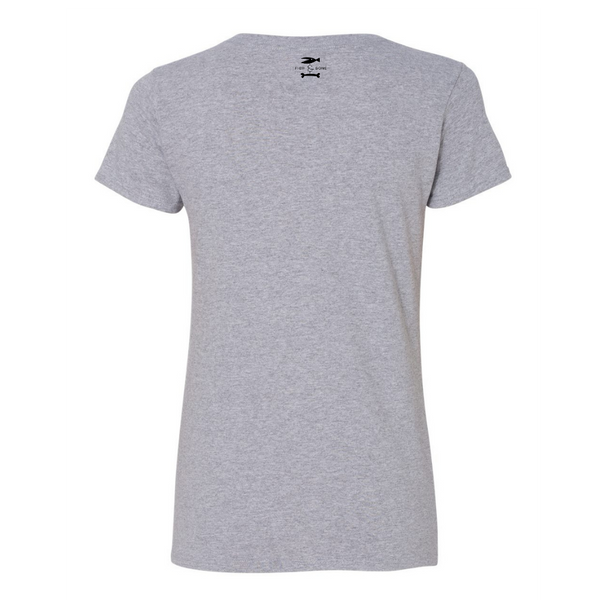 FISH & BONE Dog Icons Heart V-Neck T-Shirt Grey Heather