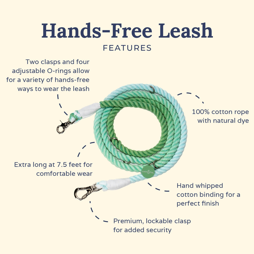 LUCY & CO Hands Free Rope Leash Spring Green