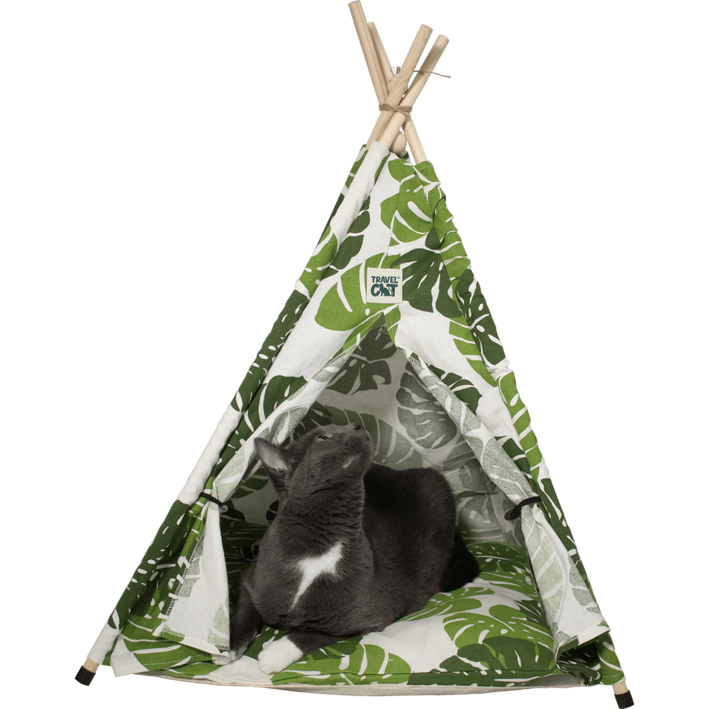 TRAVEL CAT Cat Tent Bed Monstera
