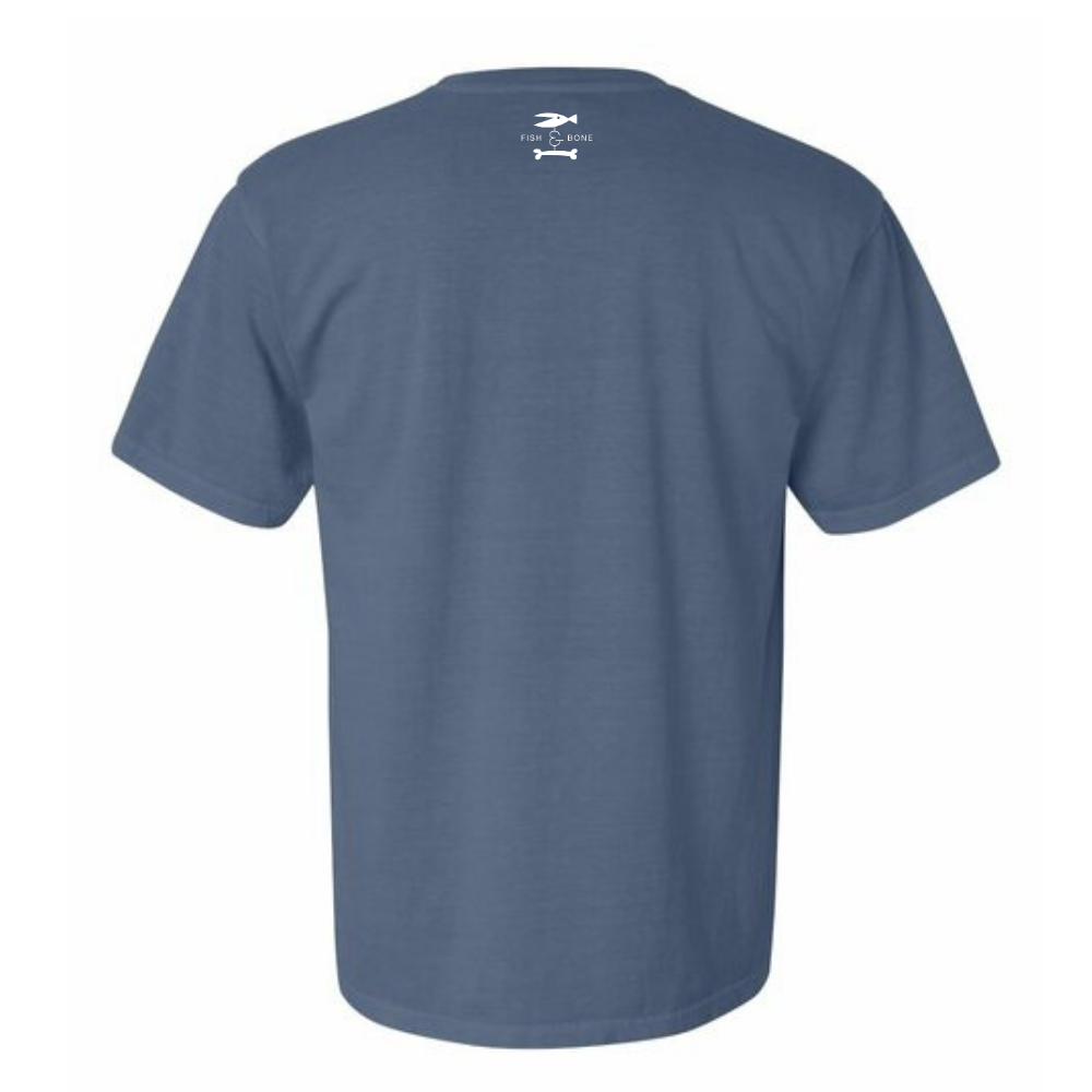 FISH & BONE Less Meetings T-Shirt Blue Jean