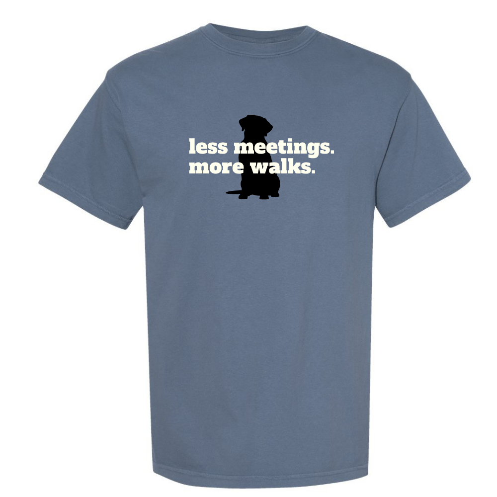 FISH & BONE Less Meetings T-Shirt Blue Jean