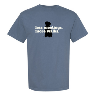 FISH & BONE Less Meetings T-Shirt Blue Jean