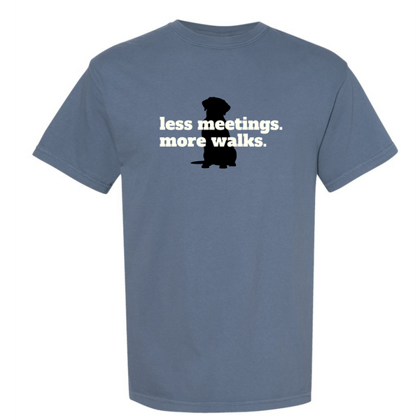 FISH & BONE Less Meetings T-Shirt Blue Jean