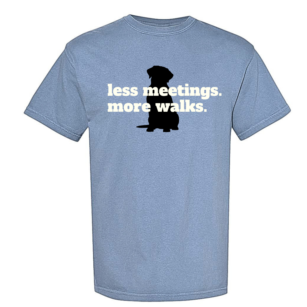 FISH & BONE Less Meetings T-Shirt Blue Jean