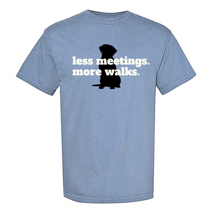 FISH & BONE Less Meetings T-Shirt Blue Jean