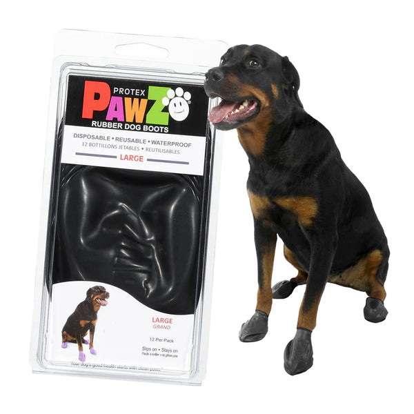 PAWZ Waterproof Rubber Dog Boots Black