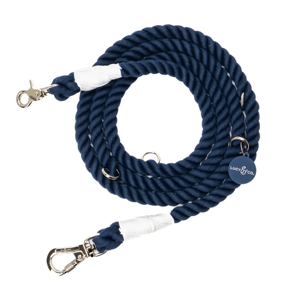 LUCY & CO Hands Free Rope Leash Navy
