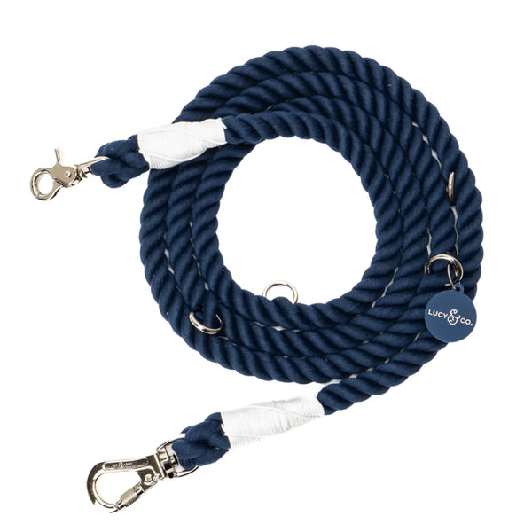 LUCY & CO Hands Free Rope Leash Navy