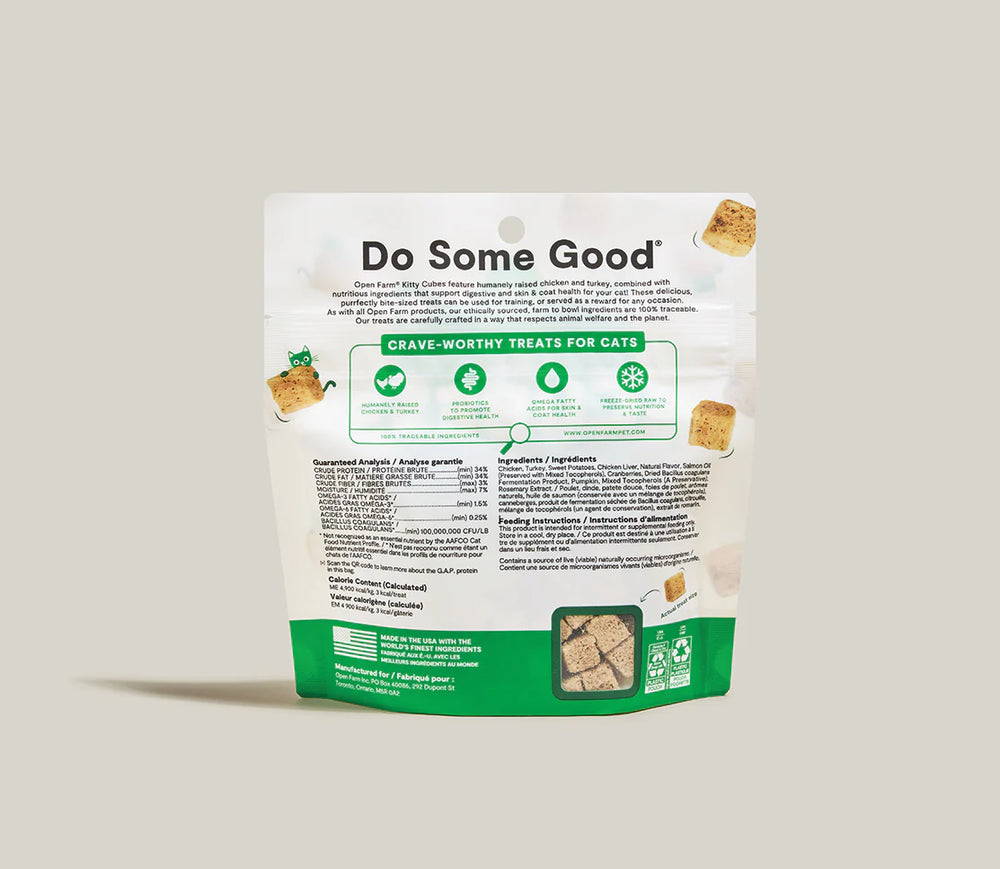 OPEN FARM Freeze-Dried Chicken & Turkey Cubes Cat Treat 1.5 OZ