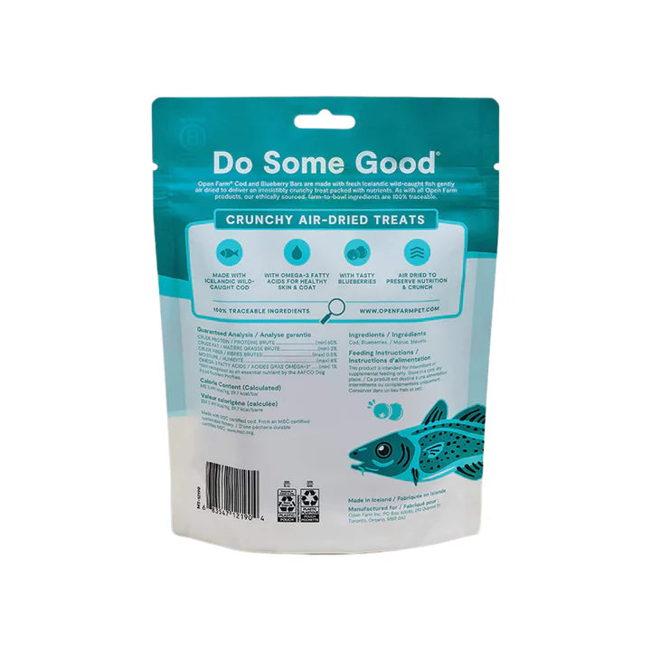 OPEN FARM Aired Dried Cod and Blueberry Dog Treat Bars 4.1 OZ