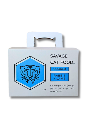 SAVAGE CAT Frozen Gently Cooked Cat Food Rabbit & Lamb 3OZ 7CT