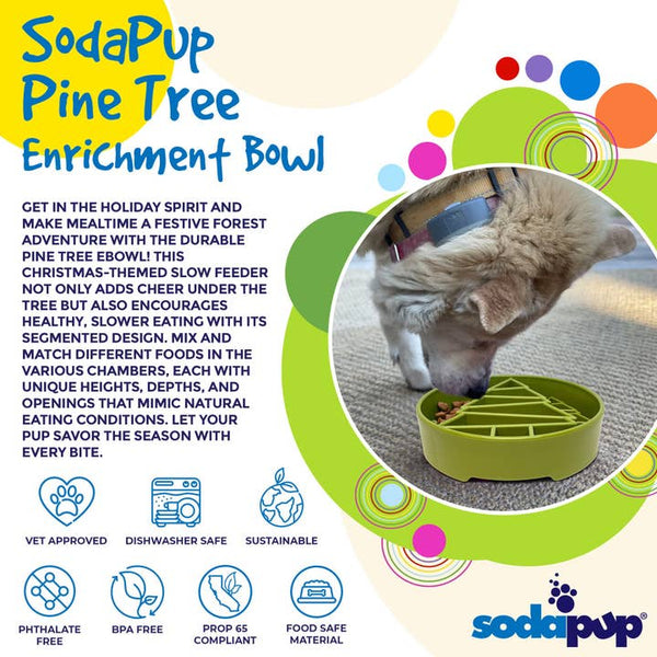 SODAPUP EBowl Enrichment Slow Feeder Dog Bowl Pine Tree Design