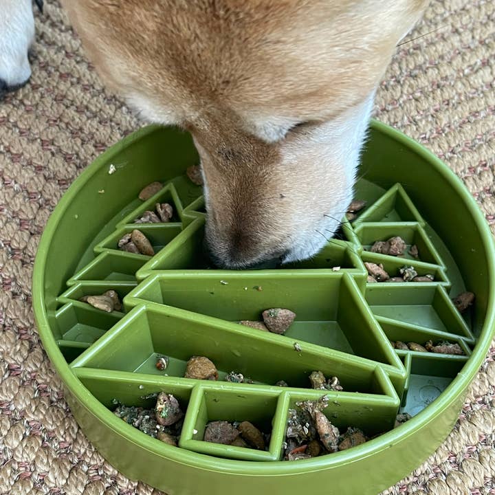 SODAPUP EBowl Enrichment Slow Feeder Dog Bowl Pine Tree Design