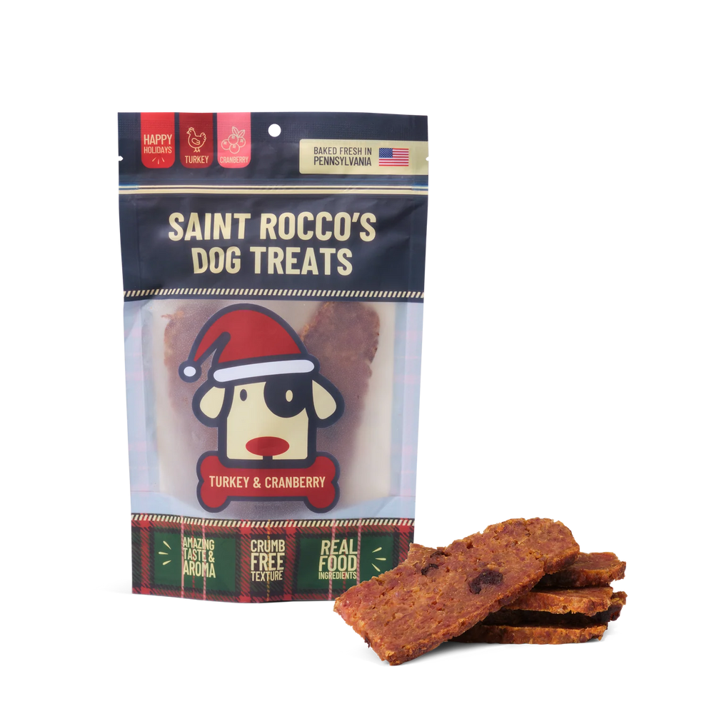 SAINT ROCCO'S DOG TREATS Holiday Turkey Cranberry Dog Treats 8oz