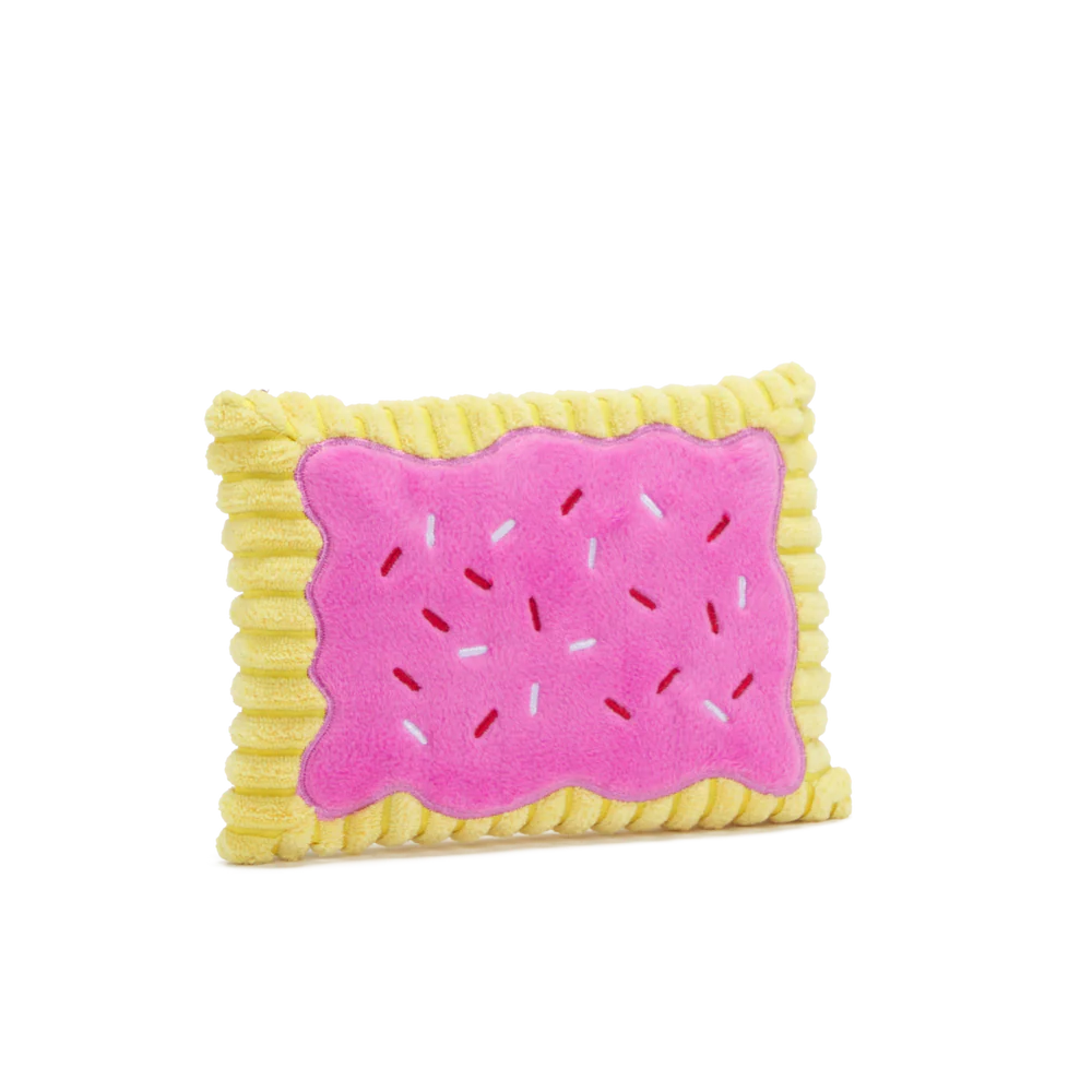BARK Toaster Poodle Breakfast Pastry Pink Plush Dog Toy