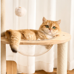 PAWFECT Modern Cat Tree with Woven Basket Bed