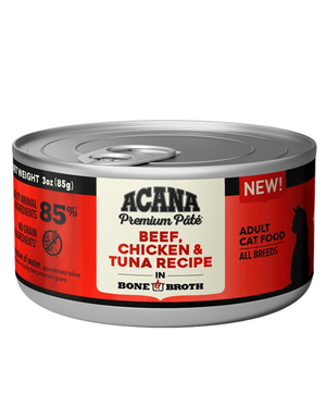 ACANA Beef Chicken and Tuna Recipe Cat Food Can Case 24/3OZ