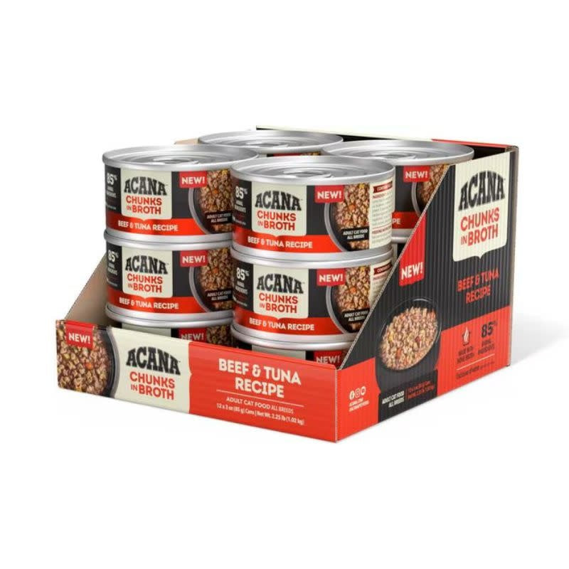 ACANA Cat Grain Free Chunks In Broth Beef and Tuna Case 12/3oz