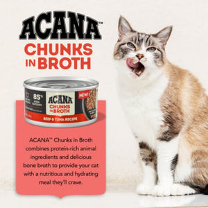 ACANA Cat Grain Free Chunks In Broth Beef and Tuna Case 12/3oz