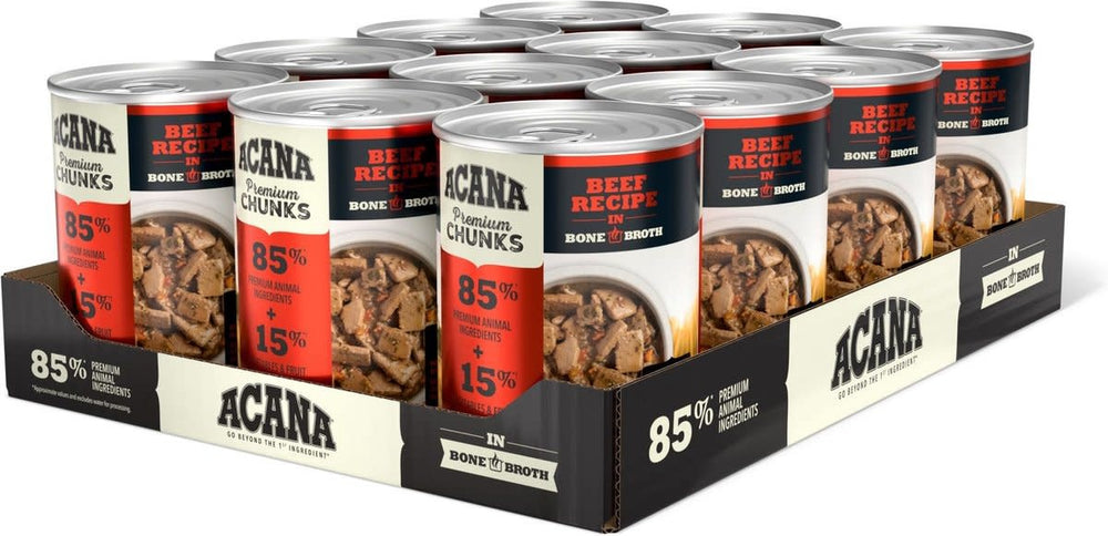 ACANA Grain Free Premium Chunks Canned Dog Food Beef 12.8oz CASE/12