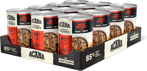 ACANA Grain Free Premium Chunks Canned Dog Food Beef 12.8oz CASE/12