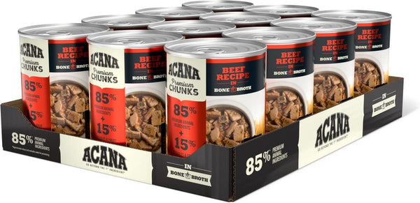 ACANA Grain Free Premium Chunks Canned Dog Food Beef 12.8oz CASE/12