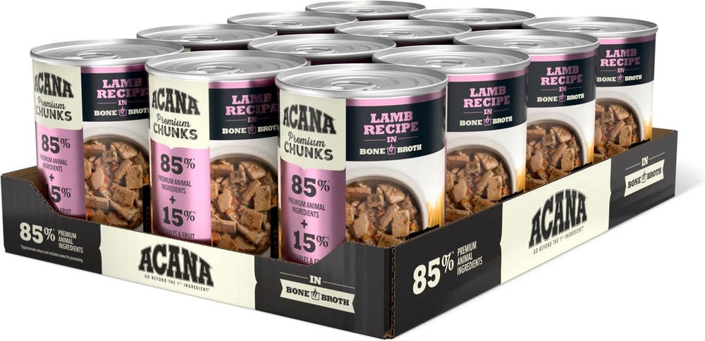 ACANA Grain-Free Premium Chunks Canned Dog Food Lamb 12.8oz CASE/12