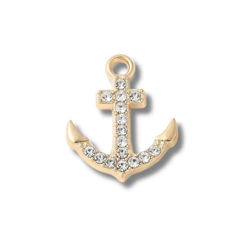 FISH & BONE Gold Diamond Anchor Charm