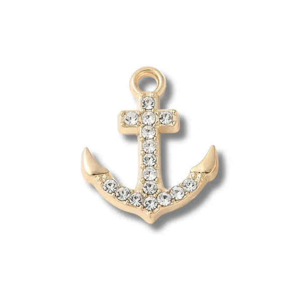 FISH & BONE Gold Diamond Anchor Charm
