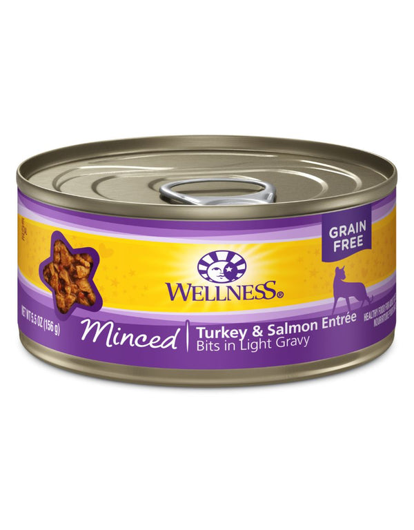 WELLNESS Minced Turkey and Salmon Canned Cat Food CASE