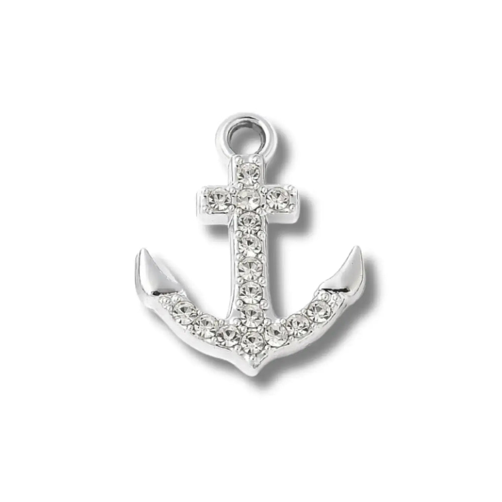 FISH & BONE Silver Diamond Anchor Charm