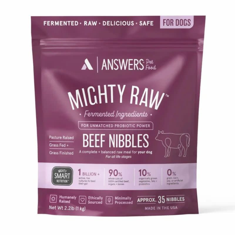 ANSWERS Frozen Raw Mighty Nibbles Dog Food Beef 2.2 LB.
