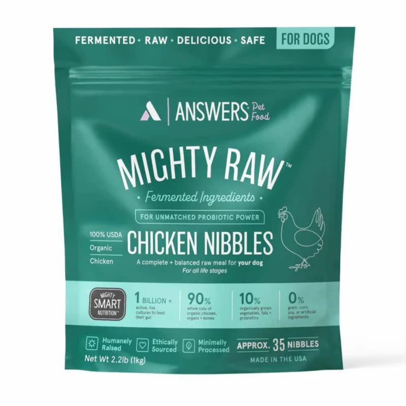 ANSWERS Frozen Raw Mighty Nibbles Dog Food Chicken 2.2 LB.
