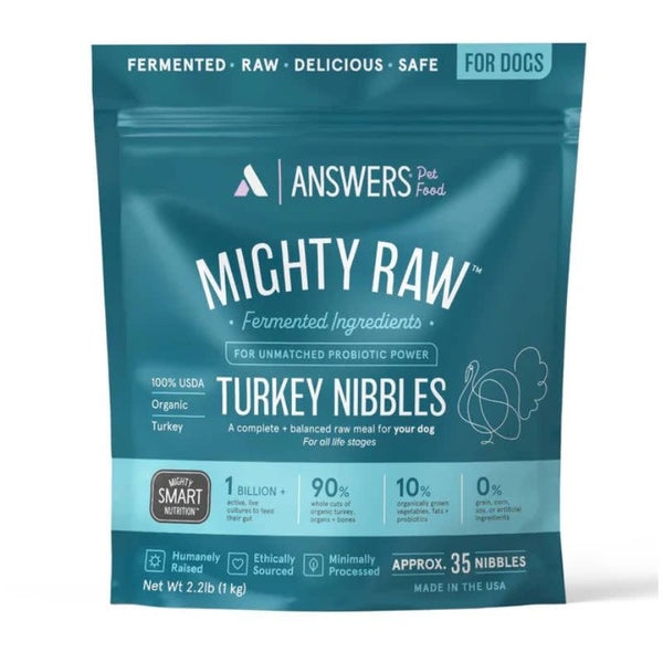 ANSWERS Frozen Raw Mighty Nibbles Dog Food Turkey 2.2 LB.