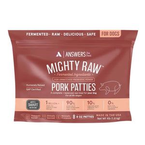 ANSWERS Frozen Raw Mighty Patties Dog Food Pork  4 LB.