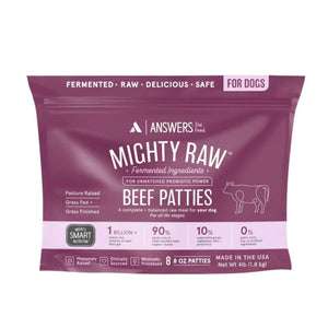 ANSWERS Frozen Raw Mighty Patties  Dog Food Beef  4 LB.