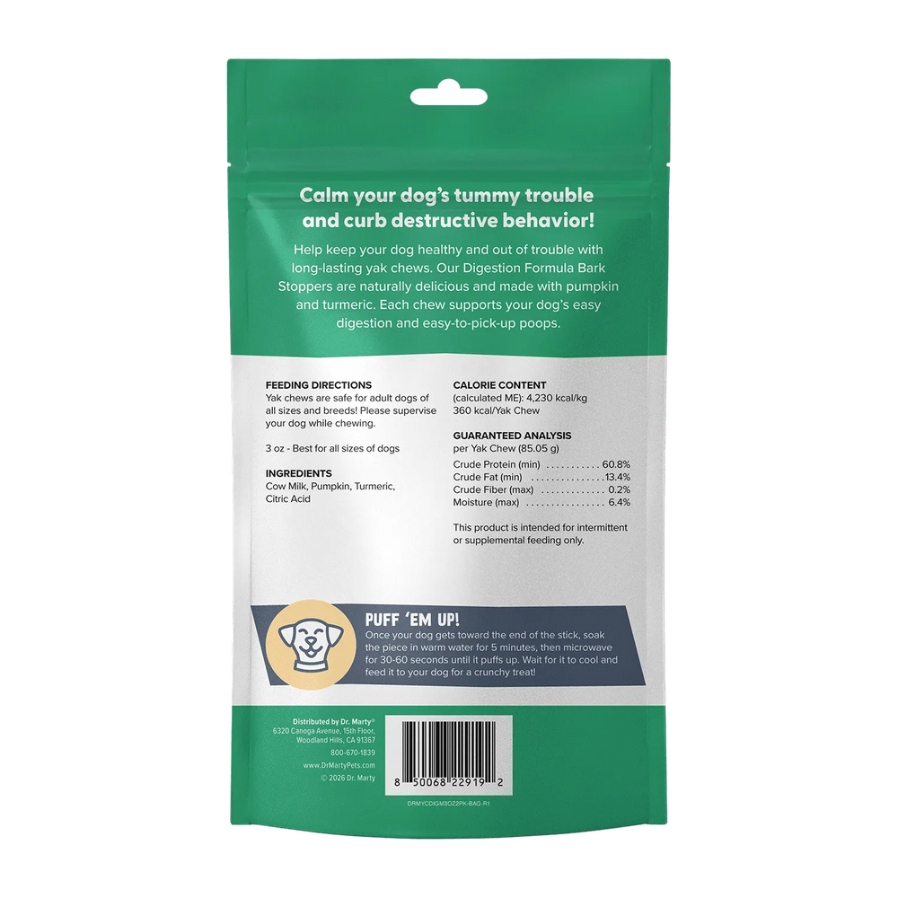 DR MARTY Bark Stoppers Digestion Yak Chew Bagged Treats