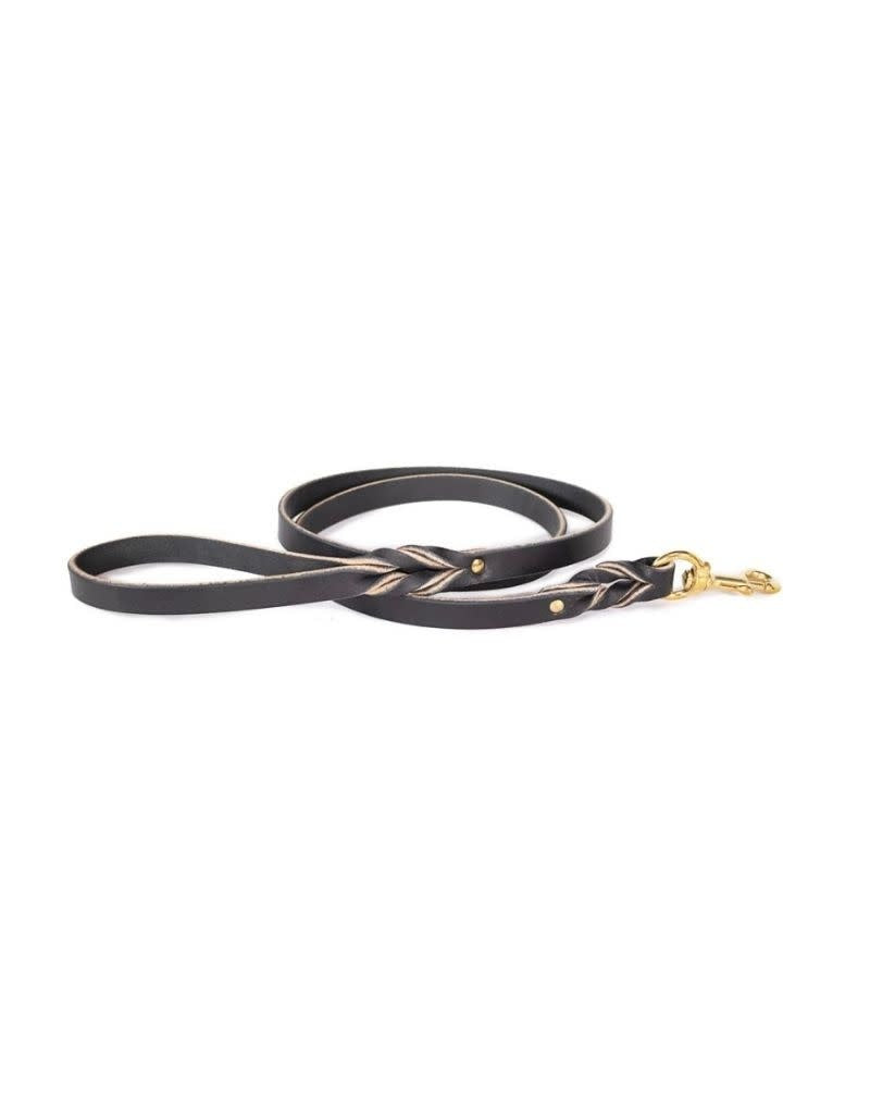 Lake Country Basic Braided Leather Lead Black 3/4 x 5'
