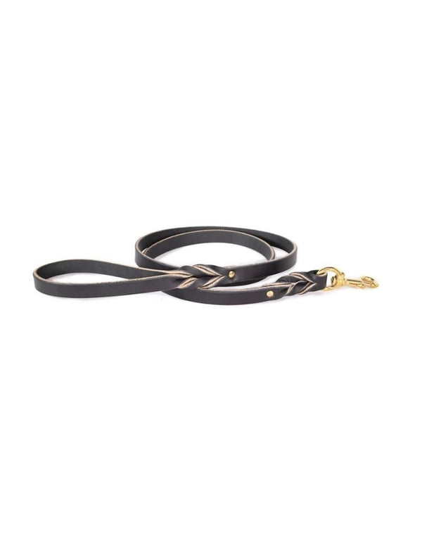 Lake Country Basic Braided Leather Lead Black 3/4 x 5'