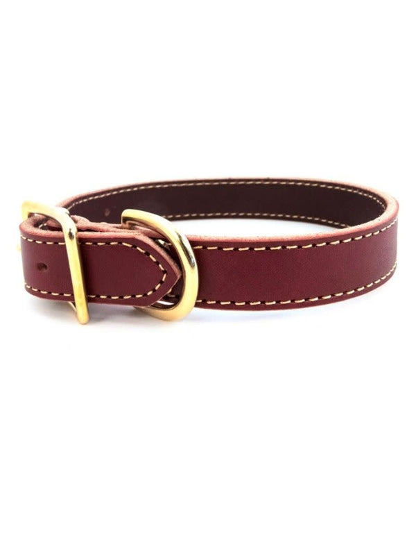 FISH & BONE Stitched Leather Collar Burgundy